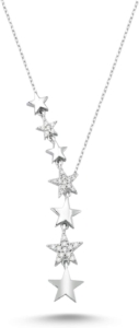 Duruj 925 Sterling Silver Star Necklace, Rhodium Plated, Teen Girls and Mom Gifts, 14K Gold Plated Cubic Zirconia (CZ) Star Y Necklaces for Women