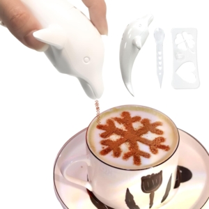 Coffee Carving Pen Portable Electric Latte Art Pen Spice Pen Cake Cappuccino Decoration Pen Electrical Latte Pen for Barista Template with Coffee Cake Decorating Stencils